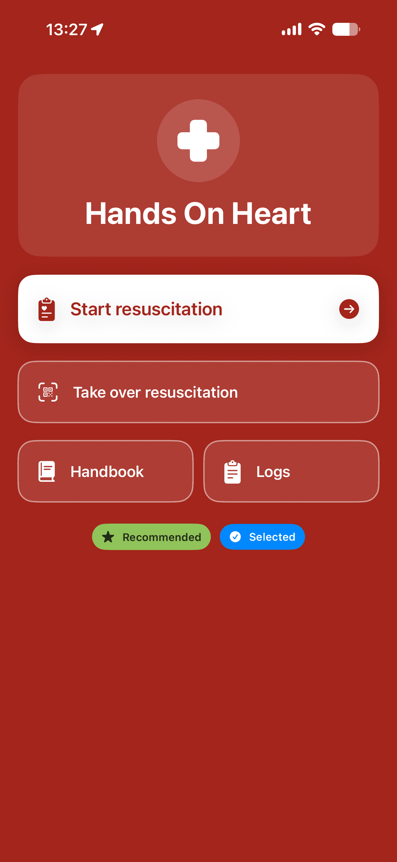Hands On Heart home screen